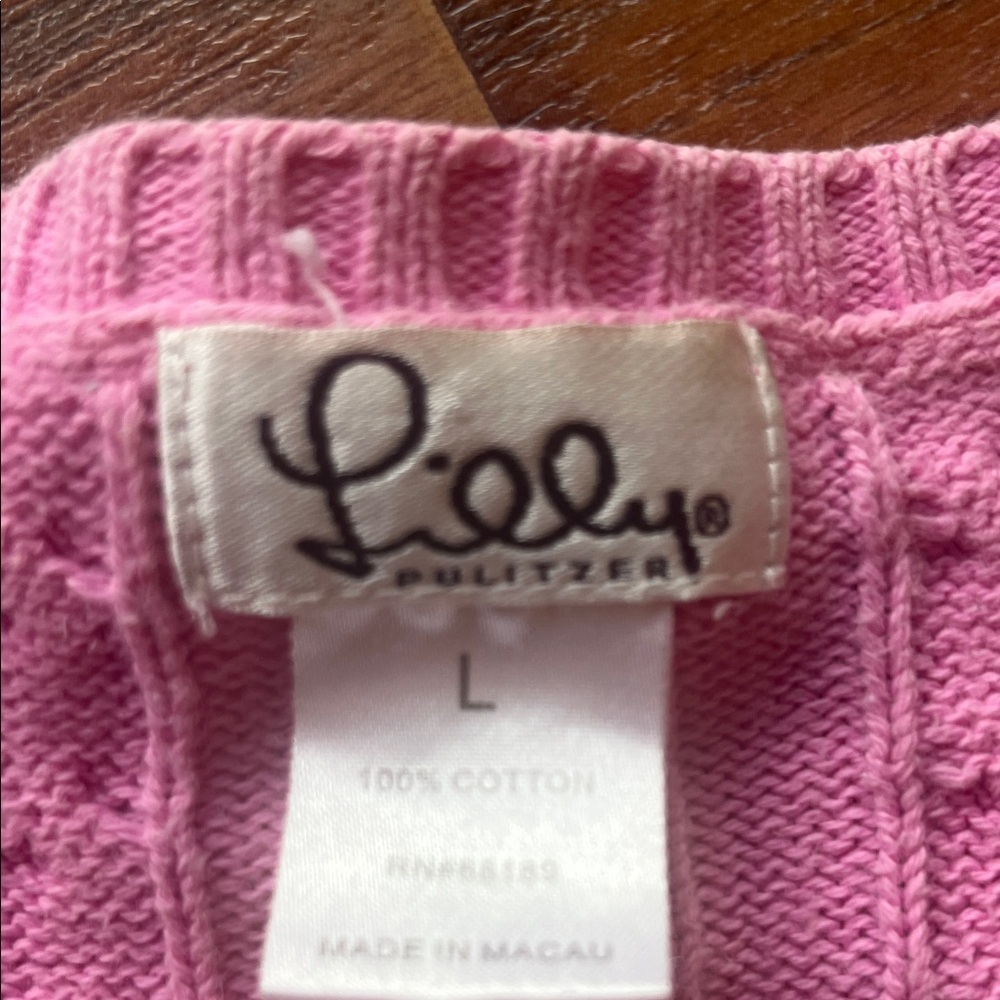 Lilly Pulitzer Pink Cable Knit Sweater - Picture 3 of 9